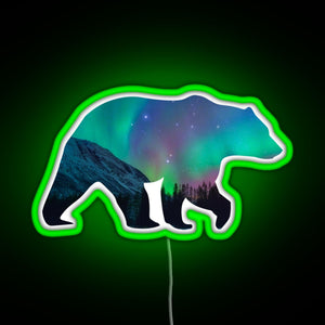 Northern Lights Bear RGB neon sign green