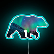 Load image into Gallery viewer, Northern Lights Bear RGB neon sign lightblue 
