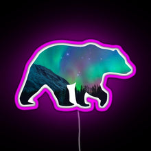 Load image into Gallery viewer, Northern Lights Bear RGB neon sign  pink