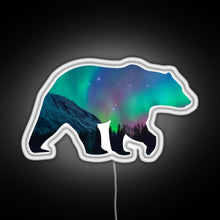 Load image into Gallery viewer, Northern Lights Bear RGB neon sign white 