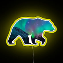 Load image into Gallery viewer, Northern Lights Bear RGB neon sign yellow