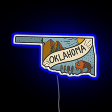Load image into Gallery viewer, oklahoma state RGB neon sign blue