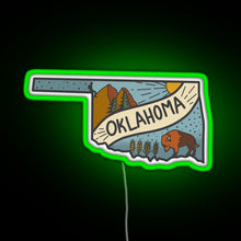 Load image into Gallery viewer, oklahoma state RGB neon sign green