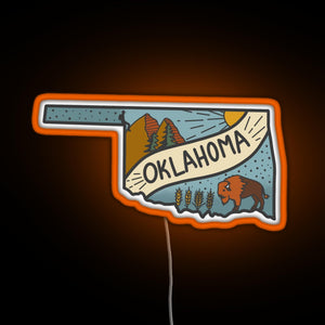 Oklahoma state RGB neon sign orange
