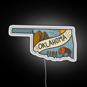 Oklahoma neon sign white 