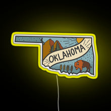 Load image into Gallery viewer, Oklahoma RGB neon sign yellow