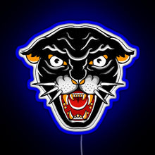 Load image into Gallery viewer, Old school Kitty cat Orange and black RGB neon sign blue