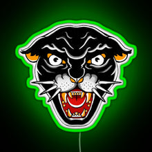 Load image into Gallery viewer, Old school Kitty cat Orange and black RGB neon sign green