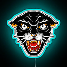 Load image into Gallery viewer, Old school Kitty cat Orange and black RGB neon sign lightblue 