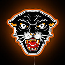 Load image into Gallery viewer, Old school Kitty cat Orange and black RGB neon sign orange