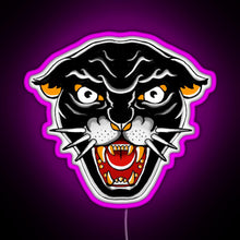 Load image into Gallery viewer, Old school Kitty cat Orange and black RGB neon sign  pink