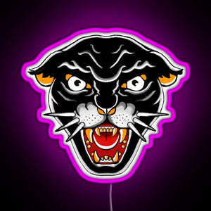 Old school Kitty cat Orange and black RGB neon sign  pink