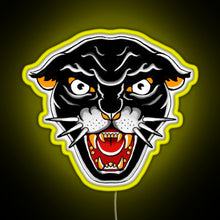 Load image into Gallery viewer, Old school Kitty cat Orange and black RGB neon sign yellow