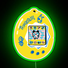 Load image into Gallery viewer, Original Tamagotchi Yellow with Blue RGB neon sign green