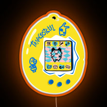 Load image into Gallery viewer, Original Tamagotchi Yellow with Blue RGB neon sign orange