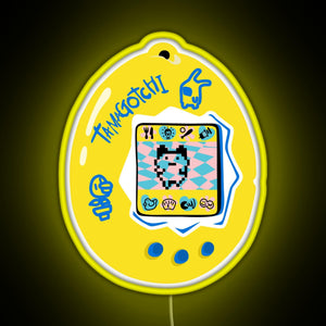 Original Tamagotchi Yellow with Blue RGB neon sign yellow