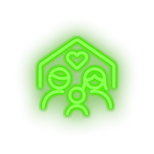 Load image into Gallery viewer, green parent family person human house children home parents child heart kid baby led neon factory