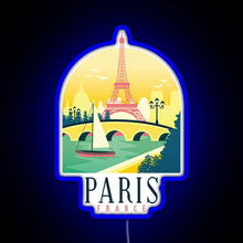 Load image into Gallery viewer, Paris France Paris Skyline RGB neon sign blue