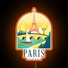 Load image into Gallery viewer, Paris France Paris Skyline RGB neon sign orange