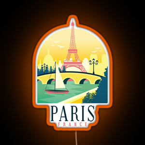 Paris France Paris Skyline RGB neon sign orange