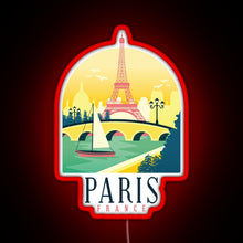 Load image into Gallery viewer, Paris France Paris Skyline RGB neon sign red