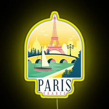 Load image into Gallery viewer, Paris France Paris Skyline RGB neon sign yellow