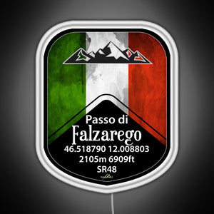 Passo Falzarego Italy Motorcycle Cycle Altitude Sticker T Shirt RGB neon sign white 