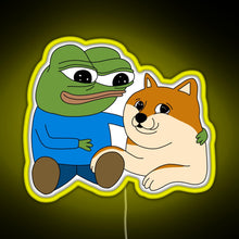 Load image into Gallery viewer, Peepo and Doge Best Frens RGB neon sign yellow