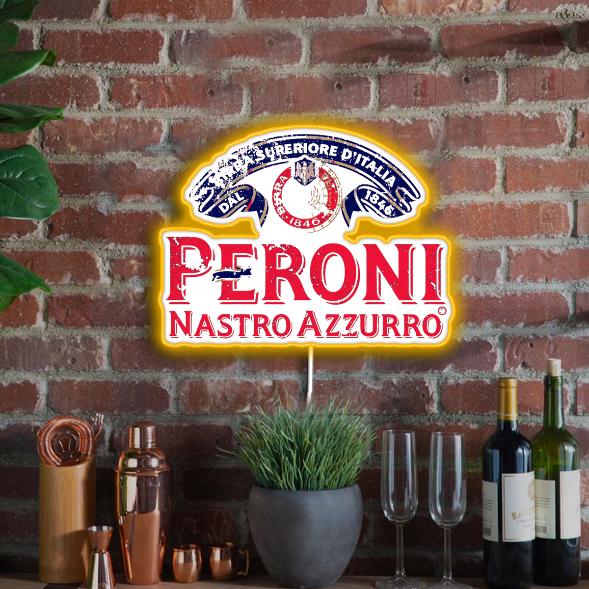 PERONI Vintage Metal Wall Sign - Retro Beer Bar Pub Garage Man Cave Decor, UK Made, Rustic Look