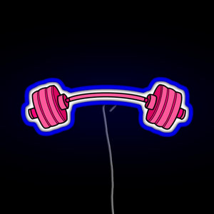 pink curved barbell RGB neon sign blue