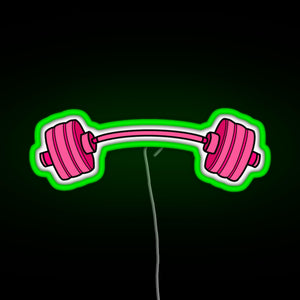pink curved barbell RGB neon sign green