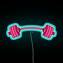 Load image into Gallery viewer, pink curved barbell RGB neon sign lightblue 