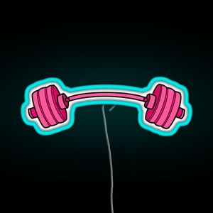 pink curved barbell RGB neon sign lightblue 