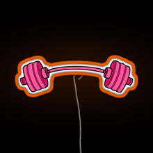 Load image into Gallery viewer, pink curved barbell RGB neon sign orange