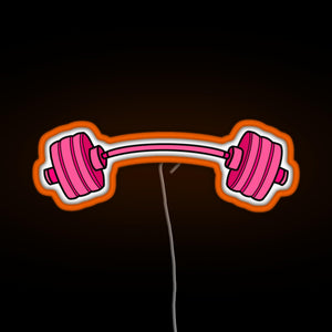 pink curved barbell RGB neon sign orange