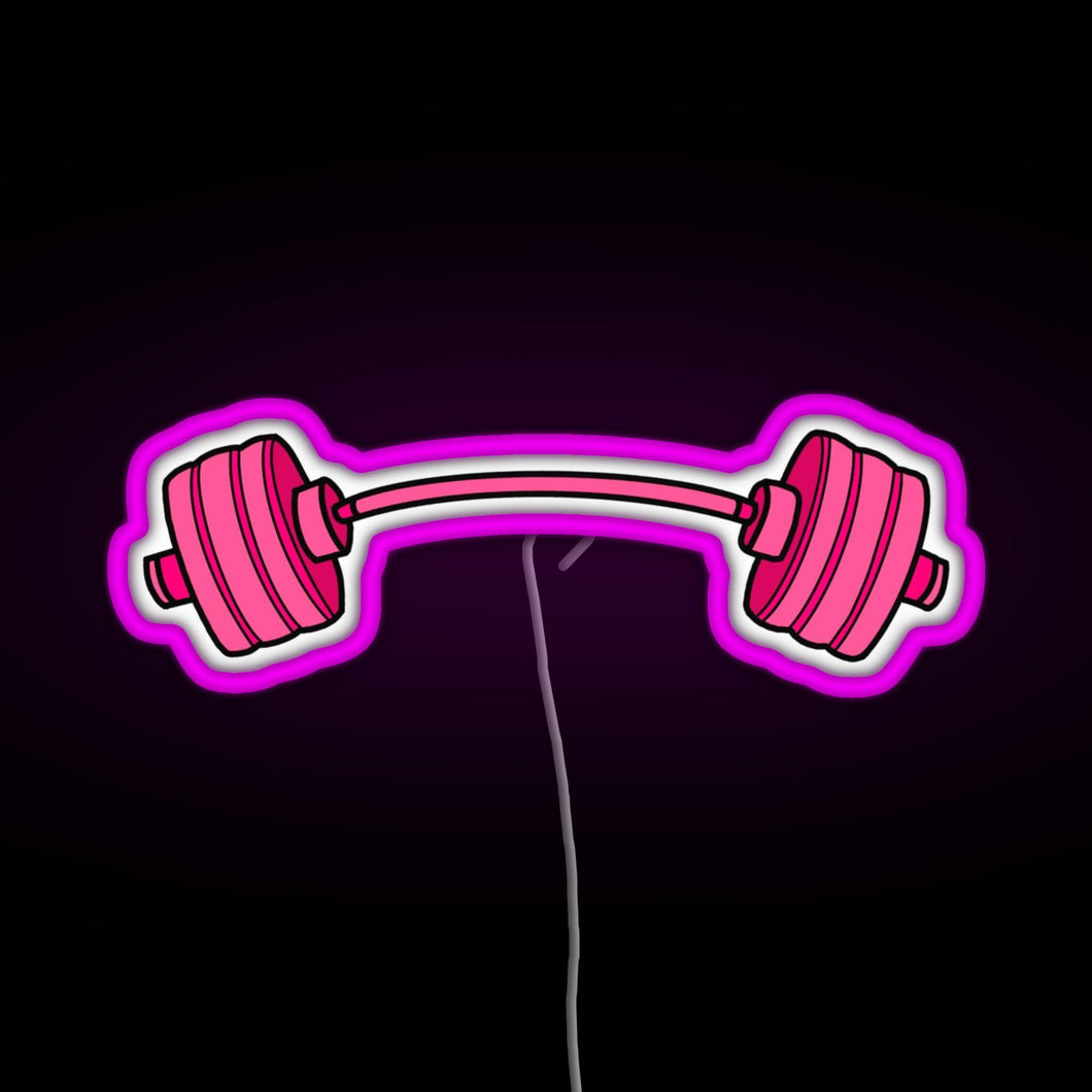 pink curved barbell RGB neon sign  pink