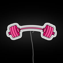 Load image into Gallery viewer, pink curved barbell RGB neon sign white 