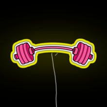 Load image into Gallery viewer, pink curved barbell RGB neon sign yellow