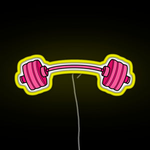pink curved barbell RGB neon sign yellow
