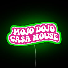 Load image into Gallery viewer, pink magenta Mojo Dojo Casa House RGB neon sign green
