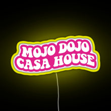 Load image into Gallery viewer, pink magenta Mojo Dojo Casa House RGB neon sign yellow