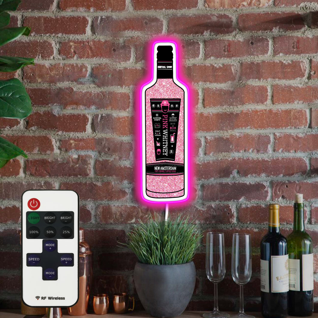 Pink Whitney bottle with LED remote