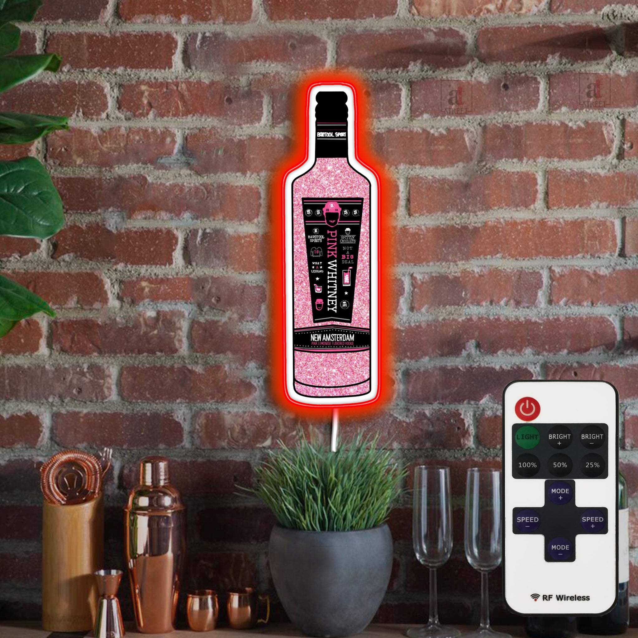 Whitney Sign Pink Whitney Glitter Bar Neon Sign Made With Led – Neon Factory