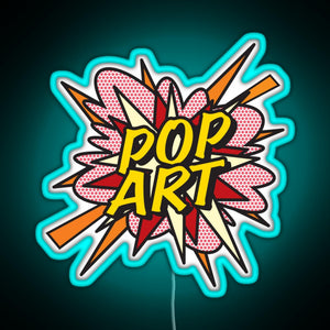 POP ART Comic Book Flash Modern Art Pop Culture RGB neon sign lightblue 