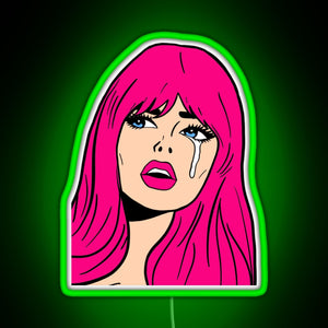 Pop Art Woman Sticker RGB neon sign green