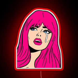 Pop Art Woman Sticker RGB neon sign red