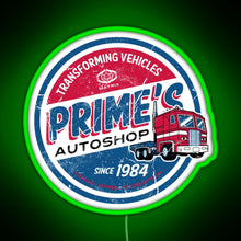 Load image into Gallery viewer, Prime s Autoshop Vintage Distressed Style Garage RGB neon sign green