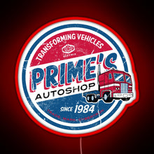 Load image into Gallery viewer, Prime s Autoshop Vintage Distressed Style Garage RGB neon sign red