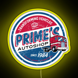 Prime s Autoshop Vintage Distressed Style Garage RGB neon sign yellow