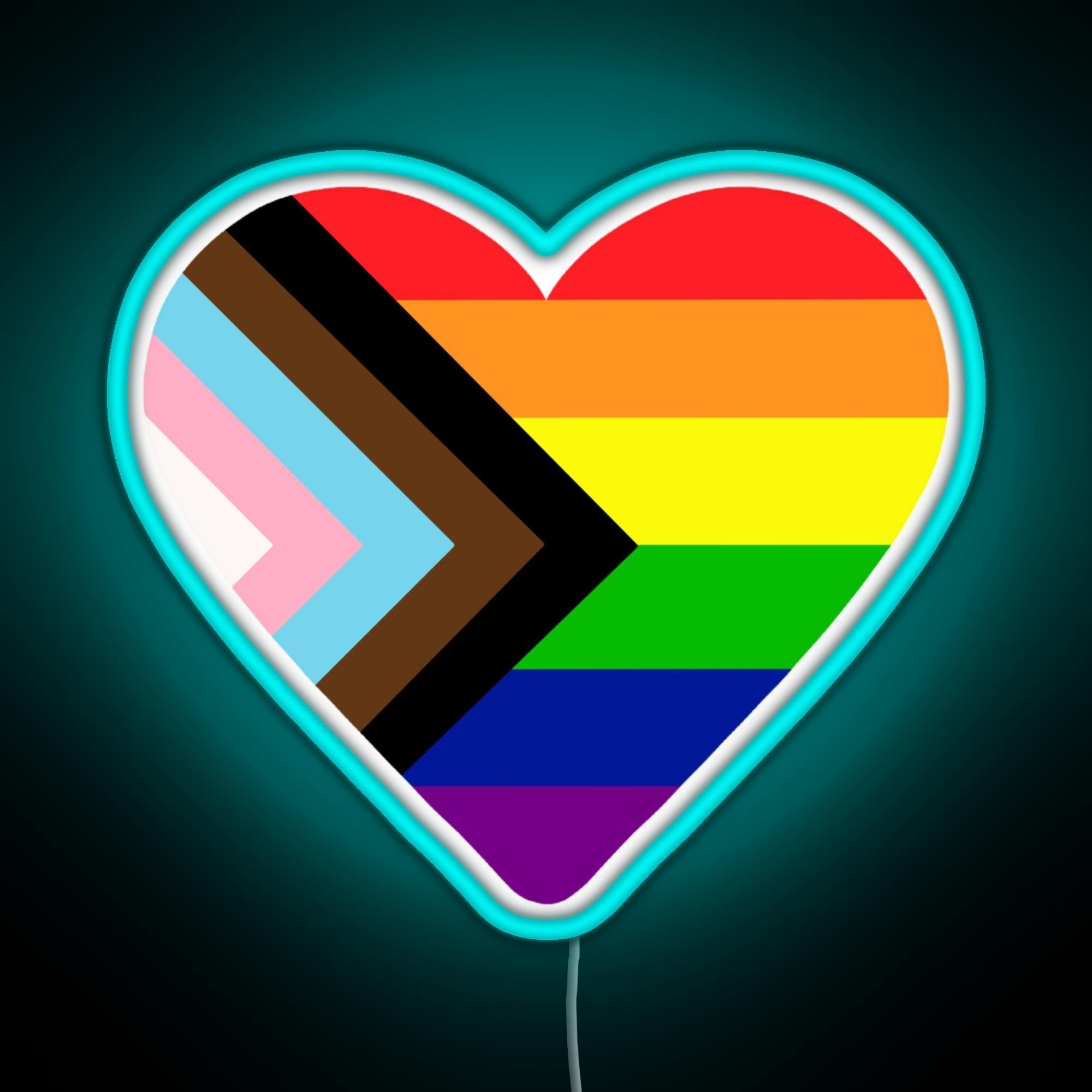 Progress Pride Sign Progress Pride Flag Heart Rgb Neon Sign
